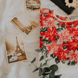 Vintage Cottagecore Floral Crewneck Sweater SZ S